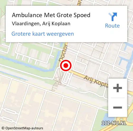 Locatie op kaart van de 112 melding: Ambulance Met Grote Spoed Naar Vlaardingen, Arij Koplaan op 28 maart 2024 20:37