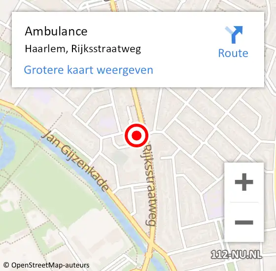 Locatie op kaart van de 112 melding: Ambulance Haarlem, Rijksstraatweg op 28 maart 2024 20:44