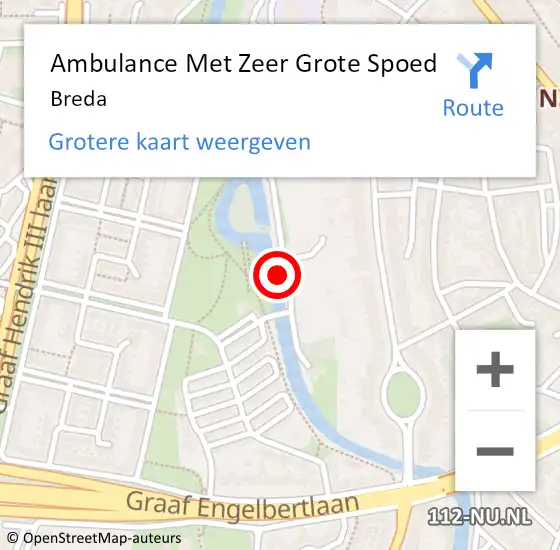 Locatie op kaart van de 112 melding: Ambulance Met Zeer Grote Spoed Naar Breda op 28 maart 2024 21:13