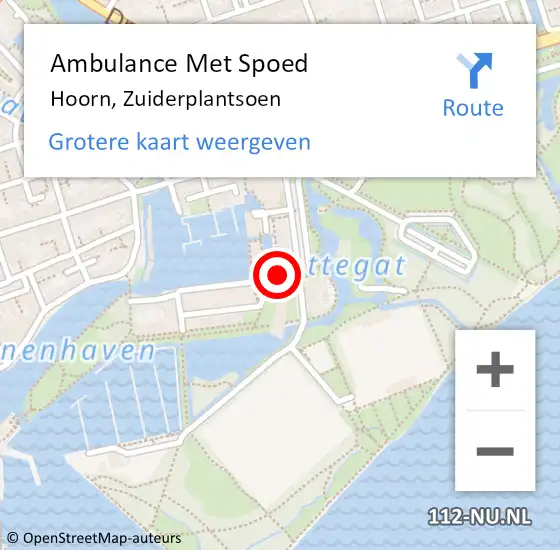 Locatie op kaart van de 112 melding: Ambulance Met Spoed Naar Hoorn, Zuiderplantsoen op 28 maart 2024 22:30