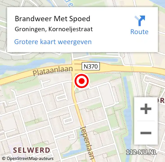 Locatie op kaart van de 112 melding: Brandweer Met Spoed Naar Groningen, Kornoeljestraat op 28 maart 2024 23:50