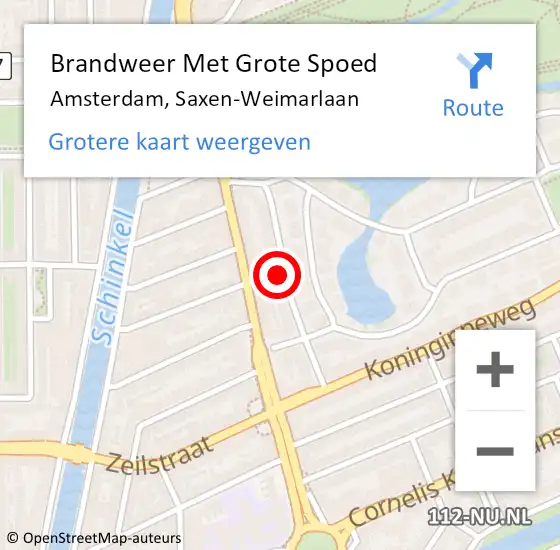 Locatie op kaart van de 112 melding: Brandweer Met Grote Spoed Naar Amsterdam, Saxen-Weimarlaan op 29 maart 2024 00:17