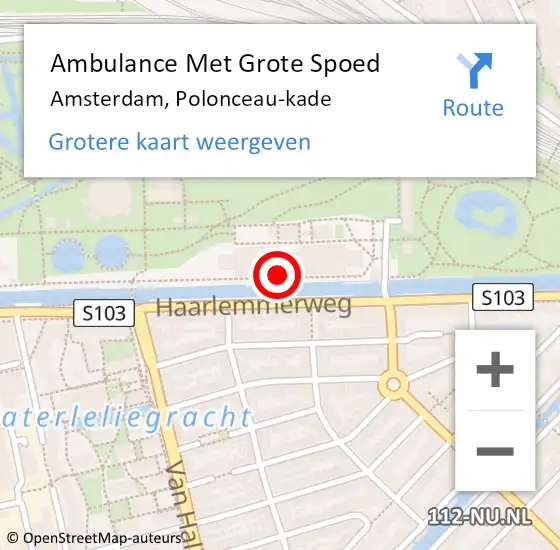 Locatie op kaart van de 112 melding: Ambulance Met Grote Spoed Naar Amsterdam, Polonceau-kade op 29 maart 2024 00:41