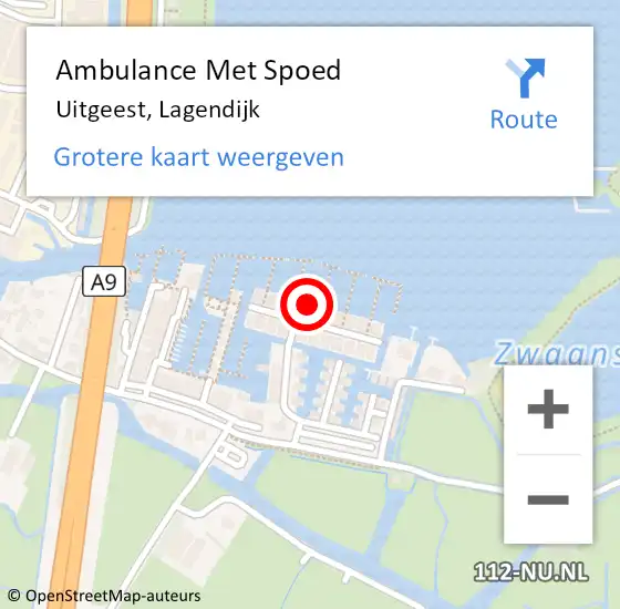 Locatie op kaart van de 112 melding: Ambulance Met Spoed Naar Uitgeest, Lagendijk op 29 maart 2024 00:51