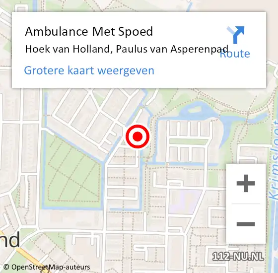 Locatie op kaart van de 112 melding: Ambulance Met Spoed Naar Hoek van Holland, Paulus van Asperenpad op 29 maart 2024 01:01