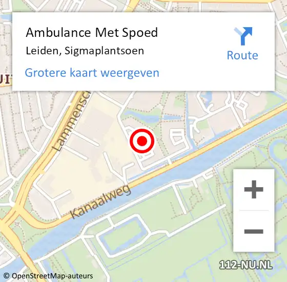 Locatie op kaart van de 112 melding: Ambulance Met Spoed Naar Leiden, Sigmaplantsoen op 29 maart 2024 01:18