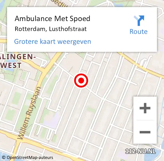 Locatie op kaart van de 112 melding: Ambulance Met Spoed Naar Rotterdam, Lusthofstraat op 29 maart 2024 01:26