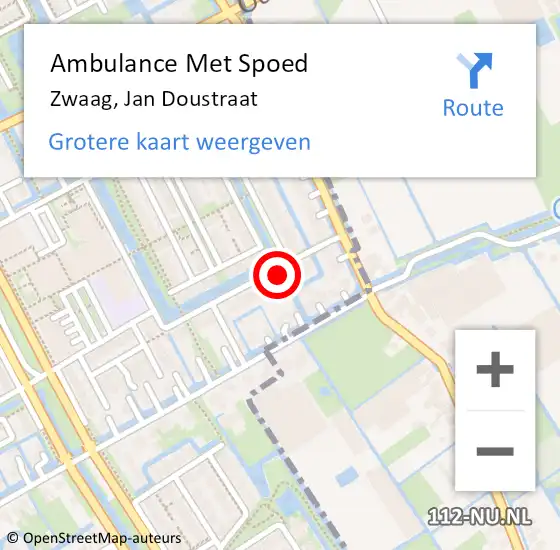 Locatie op kaart van de 112 melding: Ambulance Met Spoed Naar Zwaag, Jan Doustraat op 29 maart 2024 02:15