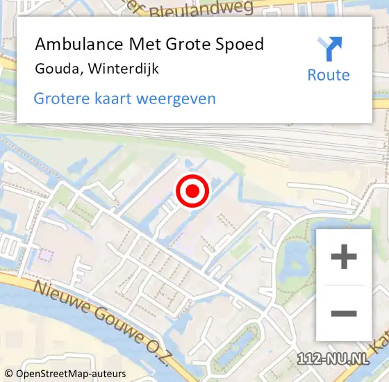 Locatie op kaart van de 112 melding: Ambulance Met Grote Spoed Naar Gouda, Winterdijk op 29 maart 2024 02:21