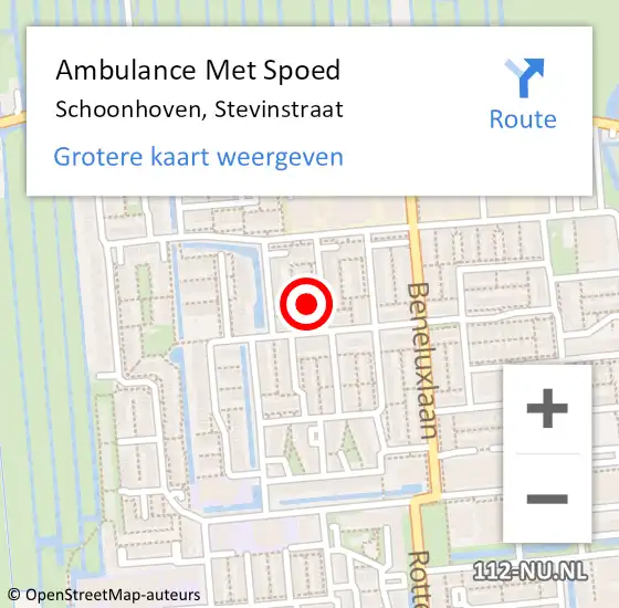 Locatie op kaart van de 112 melding: Ambulance Met Spoed Naar Schoonhoven, Stevinstraat op 29 maart 2024 03:34