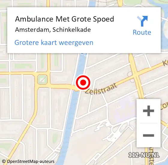 Locatie op kaart van de 112 melding: Ambulance Met Grote Spoed Naar Amsterdam, Schinkelkade op 29 maart 2024 04:05