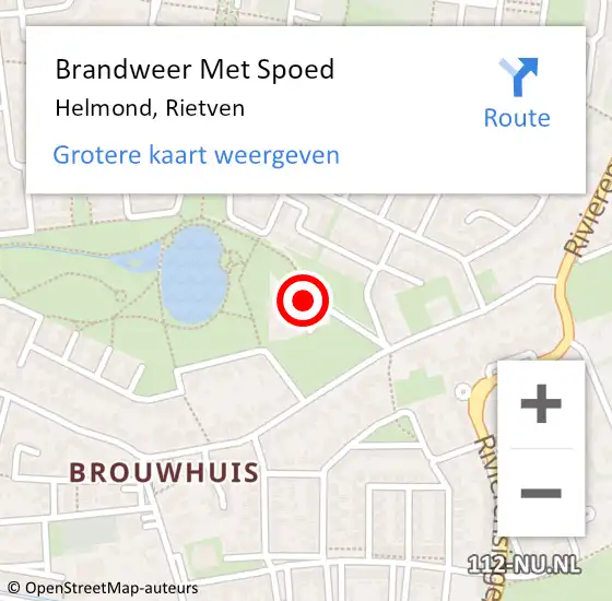 Locatie op kaart van de 112 melding: Brandweer Met Spoed Naar Helmond, Rietven op 29 maart 2024 05:03