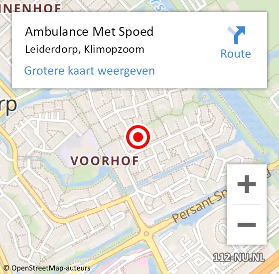 Locatie op kaart van de 112 melding: Ambulance Met Spoed Naar Leiderdorp, Klimopzoom op 29 maart 2024 06:08