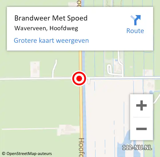 Locatie op kaart van de 112 melding: Brandweer Met Spoed Naar Waverveen, Hoofdweg op 30 september 2014 15:45