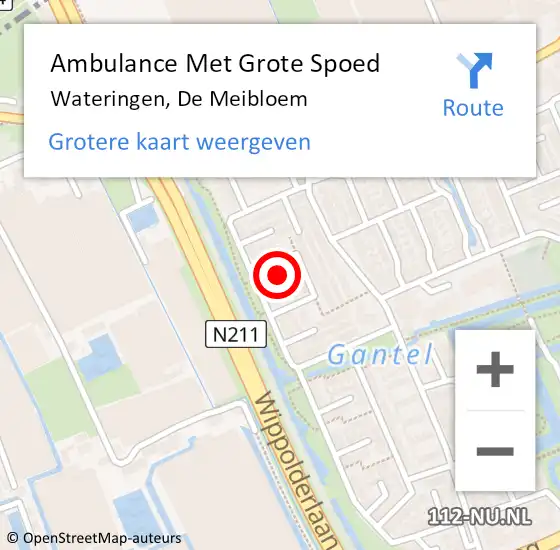 Locatie op kaart van de 112 melding: Ambulance Met Grote Spoed Naar Wateringen, De Meibloem op 29 maart 2024 07:13