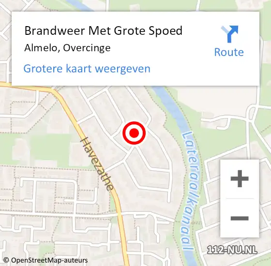 Locatie op kaart van de 112 melding: Brandweer Met Grote Spoed Naar Almelo, Overcinge op 29 maart 2024 08:04