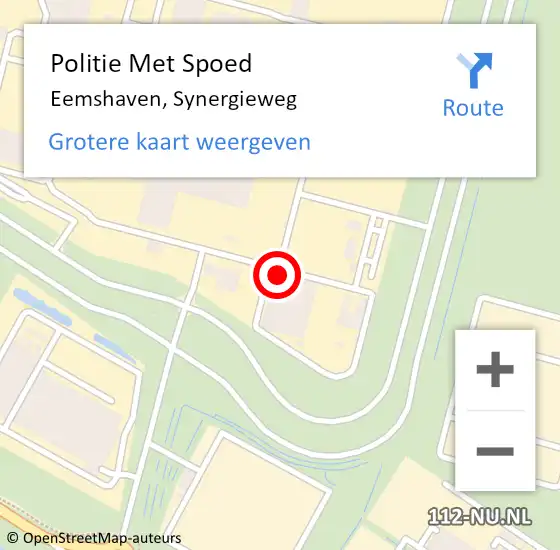 Locatie op kaart van de 112 melding: Politie Met Spoed Naar Eemshaven, Synergieweg op 29 maart 2024 09:24