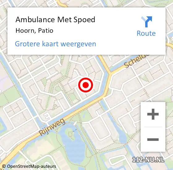 Locatie op kaart van de 112 melding: Ambulance Met Spoed Naar Hoorn, Patio op 29 maart 2024 09:41