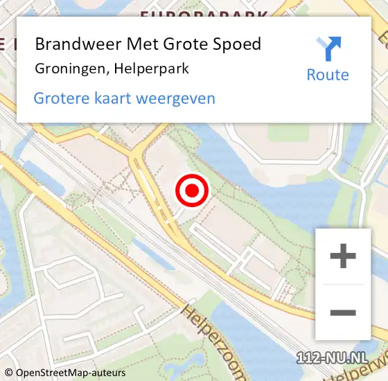 Locatie op kaart van de 112 melding: Brandweer Met Grote Spoed Naar Groningen, Helperpark op 29 maart 2024 09:41