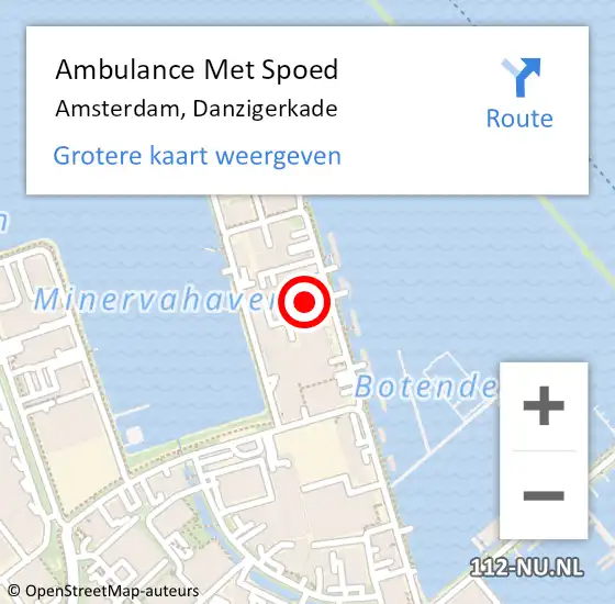 Locatie op kaart van de 112 melding: Ambulance Met Spoed Naar Amsterdam, Danzigerkade op 29 maart 2024 09:57