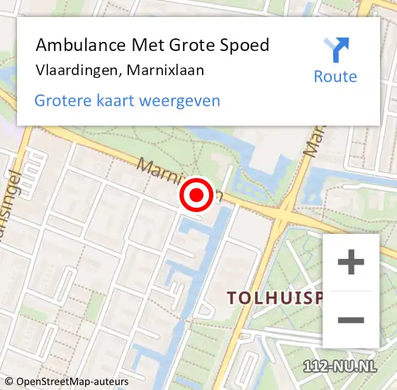 Locatie op kaart van de 112 melding: Ambulance Met Grote Spoed Naar Vlaardingen, Marnixlaan op 29 maart 2024 10:00