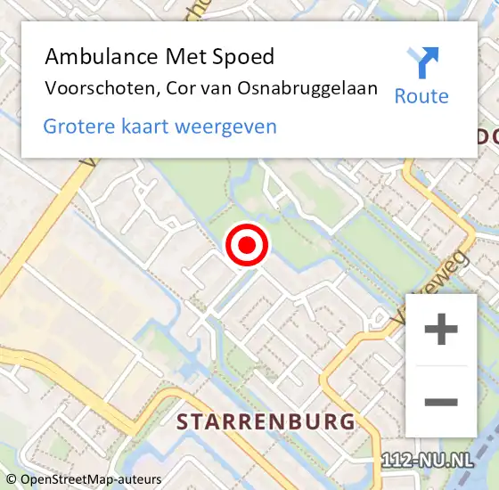 Locatie op kaart van de 112 melding: Ambulance Met Spoed Naar Voorschoten, Cor van Osnabruggelaan op 29 maart 2024 10:44