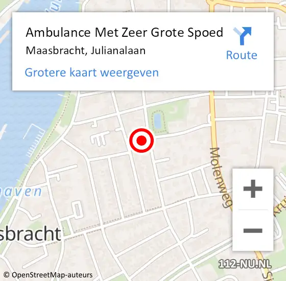 Locatie op kaart van de 112 melding: Ambulance Met Zeer Grote Spoed Naar Maasbracht, Julianalaan op 29 maart 2024 10:45