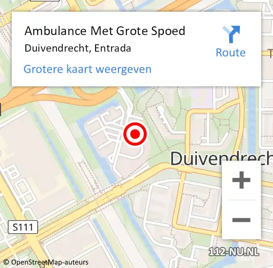 Locatie op kaart van de 112 melding: Ambulance Met Grote Spoed Naar Duivendrecht, Entrada op 29 maart 2024 10:50