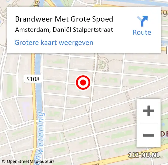 Locatie op kaart van de 112 melding: Brandweer Met Grote Spoed Naar Amsterdam, Daniël Stalpertstraat op 29 maart 2024 10:55