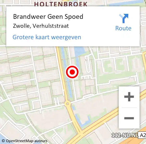 Locatie op kaart van de 112 melding: Brandweer Geen Spoed Naar Zwolle, Verhulststraat op 29 maart 2024 10:58