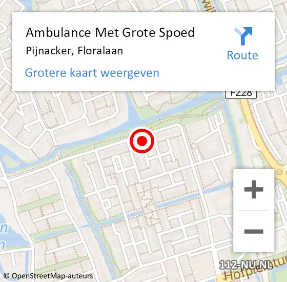 Locatie op kaart van de 112 melding: Ambulance Met Grote Spoed Naar Pijnacker, Floralaan op 29 maart 2024 11:02