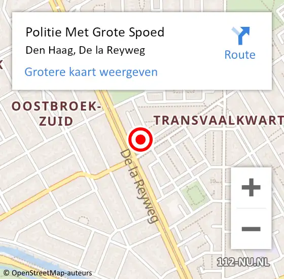 Locatie op kaart van de 112 melding: Politie Met Grote Spoed Naar Den Haag, De la Reyweg op 29 maart 2024 11:02