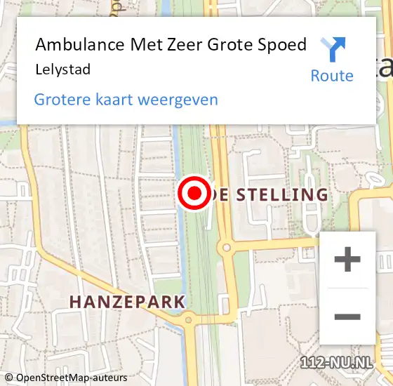 Locatie op kaart van de 112 melding: Ambulance Met Zeer Grote Spoed Naar Lelystad op 29 maart 2024 11:18