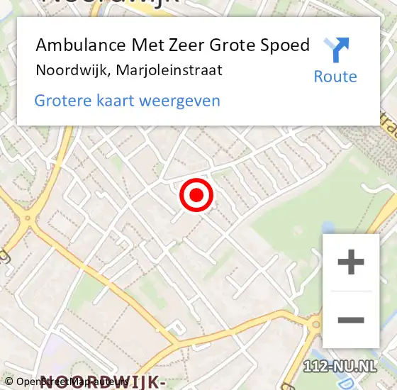 Locatie op kaart van de 112 melding: Ambulance Met Zeer Grote Spoed Naar Noordwijk, Marjoleinstraat op 29 maart 2024 11:25