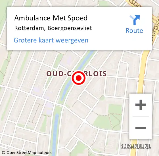 Locatie op kaart van de 112 melding: Ambulance Met Spoed Naar Rotterdam, Boergoensevliet op 29 maart 2024 11:30
