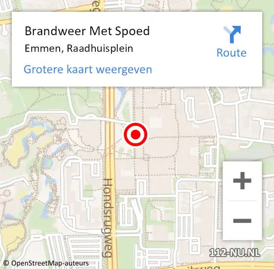 Locatie op kaart van de 112 melding: Brandweer Met Spoed Naar Emmen, Raadhuisplein op 29 maart 2024 11:35