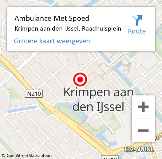 Locatie op kaart van de 112 melding: Ambulance Met Spoed Naar Krimpen aan den IJssel, Raadhuisplein op 29 maart 2024 12:29