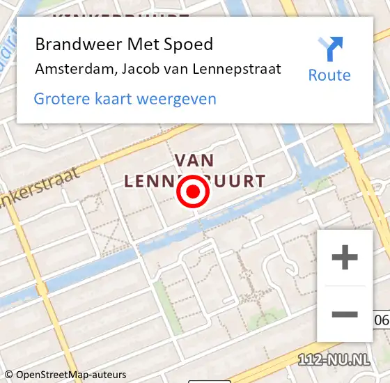 Locatie op kaart van de 112 melding: Brandweer Met Spoed Naar Amsterdam, Jacob van Lennepstraat op 29 maart 2024 12:33