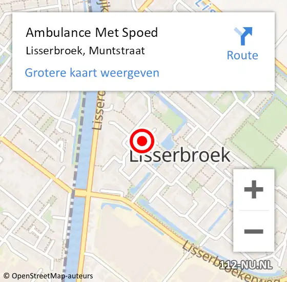 Locatie op kaart van de 112 melding: Ambulance Met Spoed Naar Lisserbroek, Muntstraat op 29 maart 2024 12:37