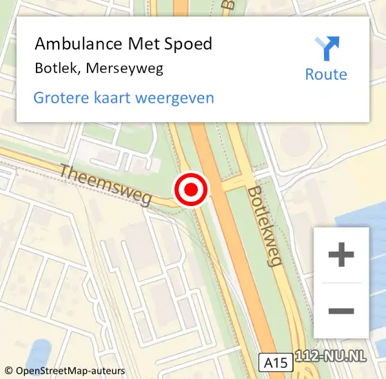 Locatie op kaart van de 112 melding: Ambulance Met Spoed Naar Botlek, Merseyweg op 30 september 2014 16:24