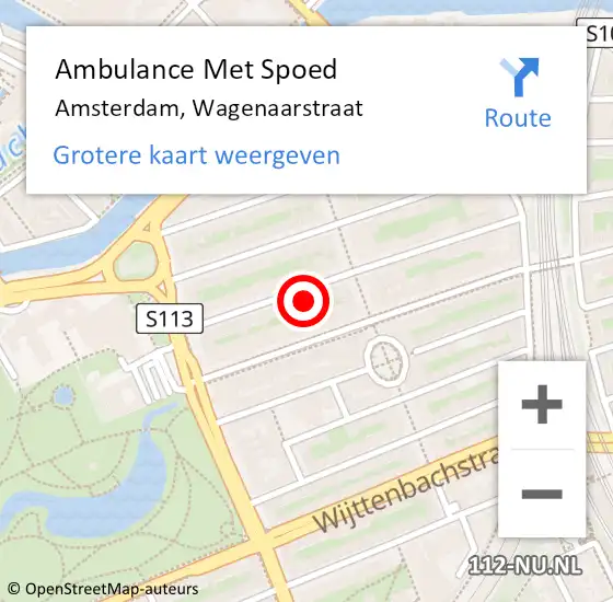 Locatie op kaart van de 112 melding: Ambulance Met Spoed Naar Amsterdam, Wagenaarstraat op 29 maart 2024 13:12