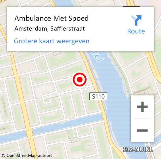 Locatie op kaart van de 112 melding: Ambulance Met Spoed Naar Amsterdam, Saffierstraat op 29 maart 2024 13:40