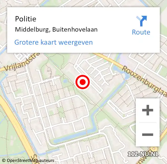 Locatie op kaart van de 112 melding: Politie Middelburg, Buitenhovelaan op 29 maart 2024 13:41