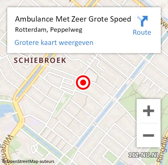 Locatie op kaart van de 112 melding: Ambulance Met Zeer Grote Spoed Naar Rotterdam, Peppelweg op 29 maart 2024 13:57