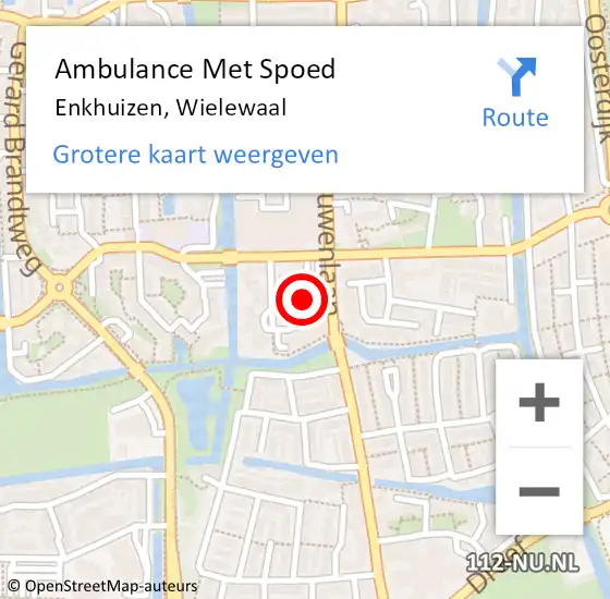 Locatie op kaart van de 112 melding: Ambulance Met Spoed Naar Enkhuizen, Wielewaal op 29 maart 2024 14:07