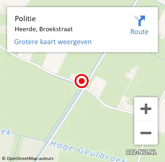 Locatie op kaart van de 112 melding: Politie Heerde, Broekstraat op 29 maart 2024 14:15