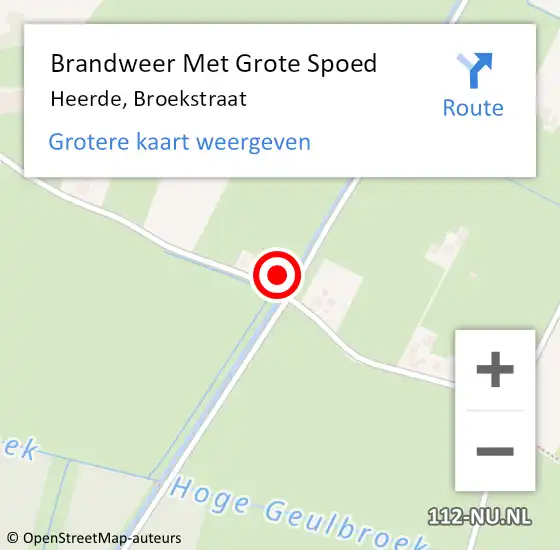 Locatie op kaart van de 112 melding: Brandweer Met Grote Spoed Naar Heerde, Broekstraat op 29 maart 2024 14:15