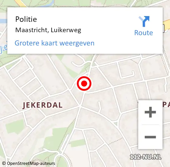 Locatie op kaart van de 112 melding: Politie Maastricht, Luikerweg op 29 maart 2024 14:16