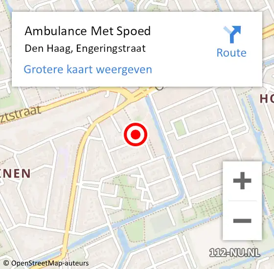 Locatie op kaart van de 112 melding: Ambulance Met Spoed Naar Den Haag, Engeringstraat op 29 maart 2024 14:17