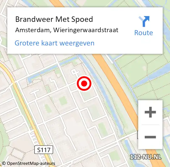 Locatie op kaart van de 112 melding: Brandweer Met Spoed Naar Amsterdam, Wieringerwaardstraat op 29 maart 2024 14:39
